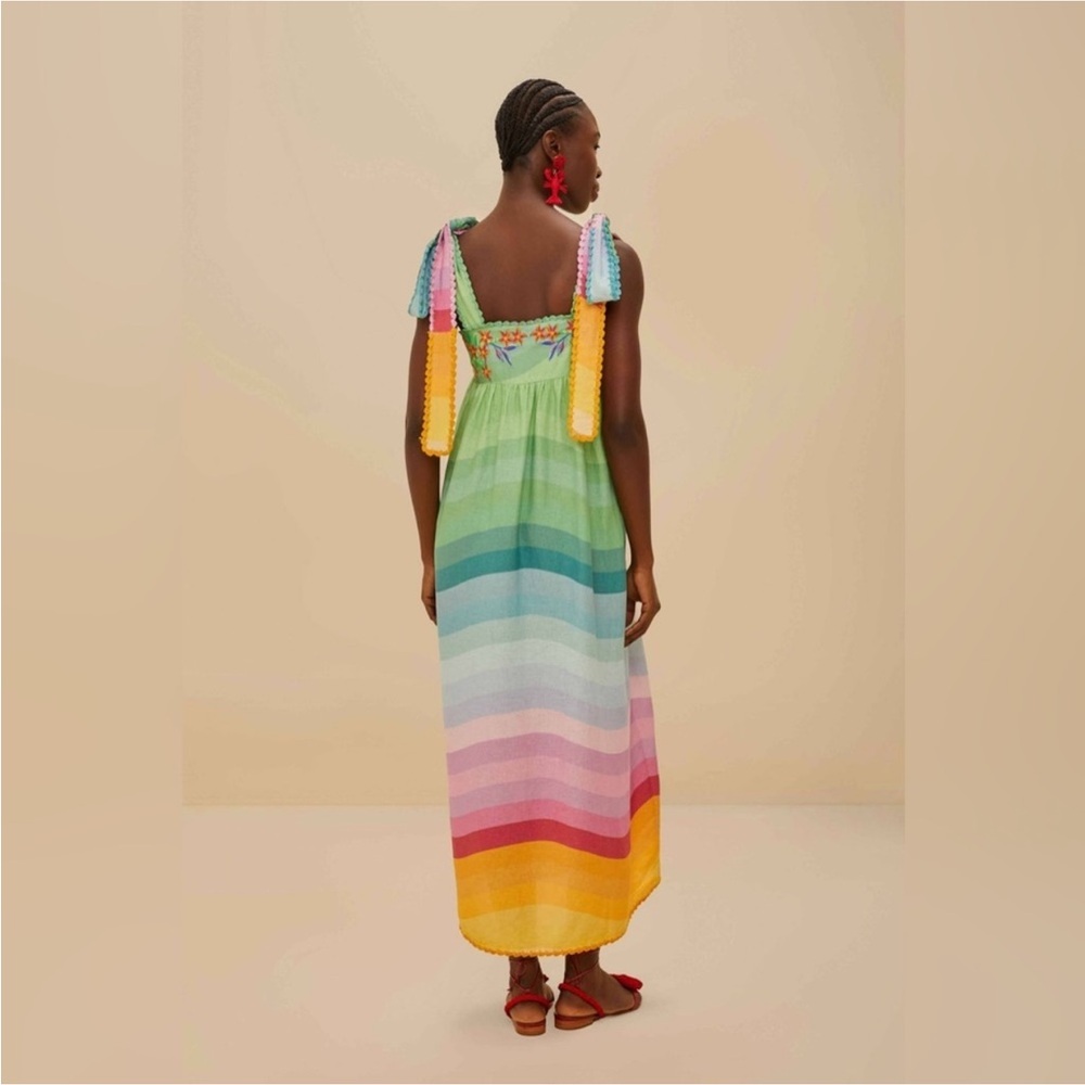 Farm Rio: Multicolor Aura Floral Embroidered Premium Linen Maxi
Dress - Picture 11 of 11